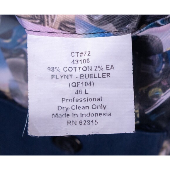 Flynt Men's Sport Coat Jacket Blazer Suede Solid Blue Sz 46L 2-Button Cotton - Picture 11 of 13